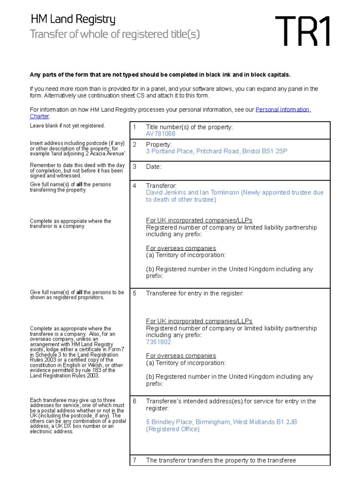 Workshop 9 Task 2 - TR1 - Any parts of the form that are not typed ...