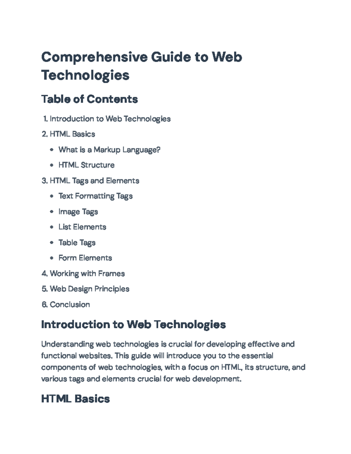 Comprehensive Guide to HTML Basics and Web Technologies - Comprehensive ...