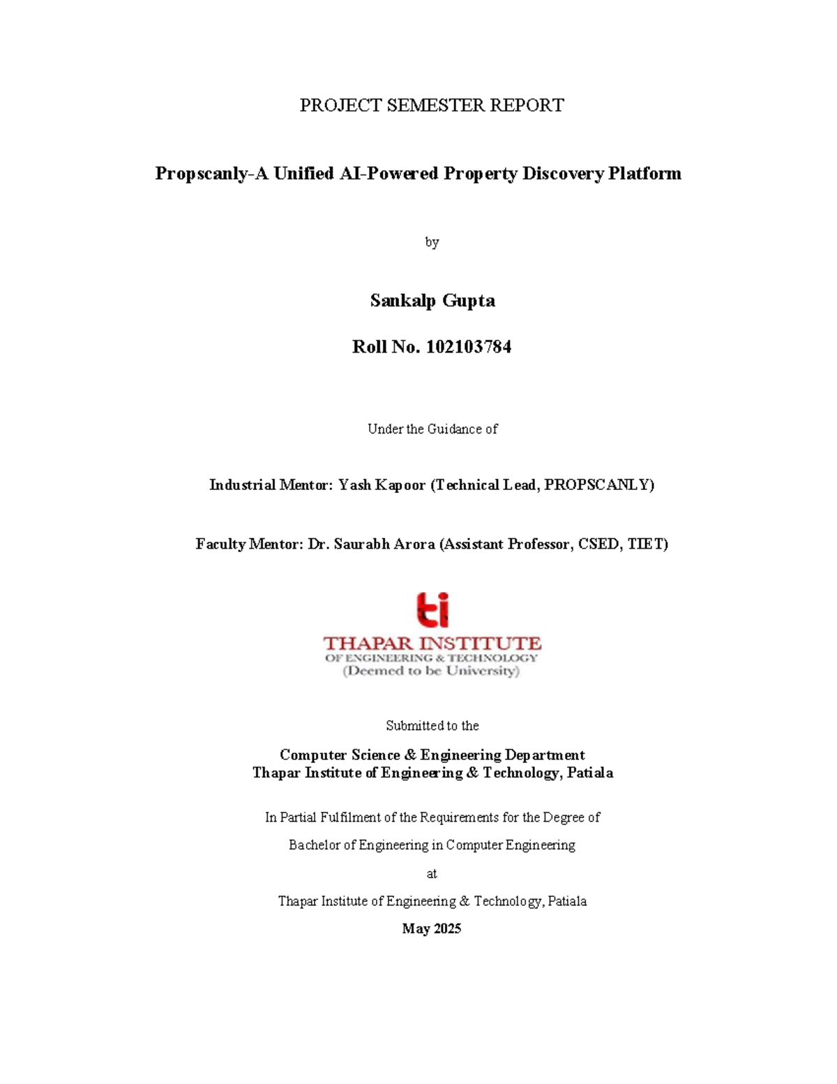Revised Project Semester Report: Unified Property Discovery Platform ...