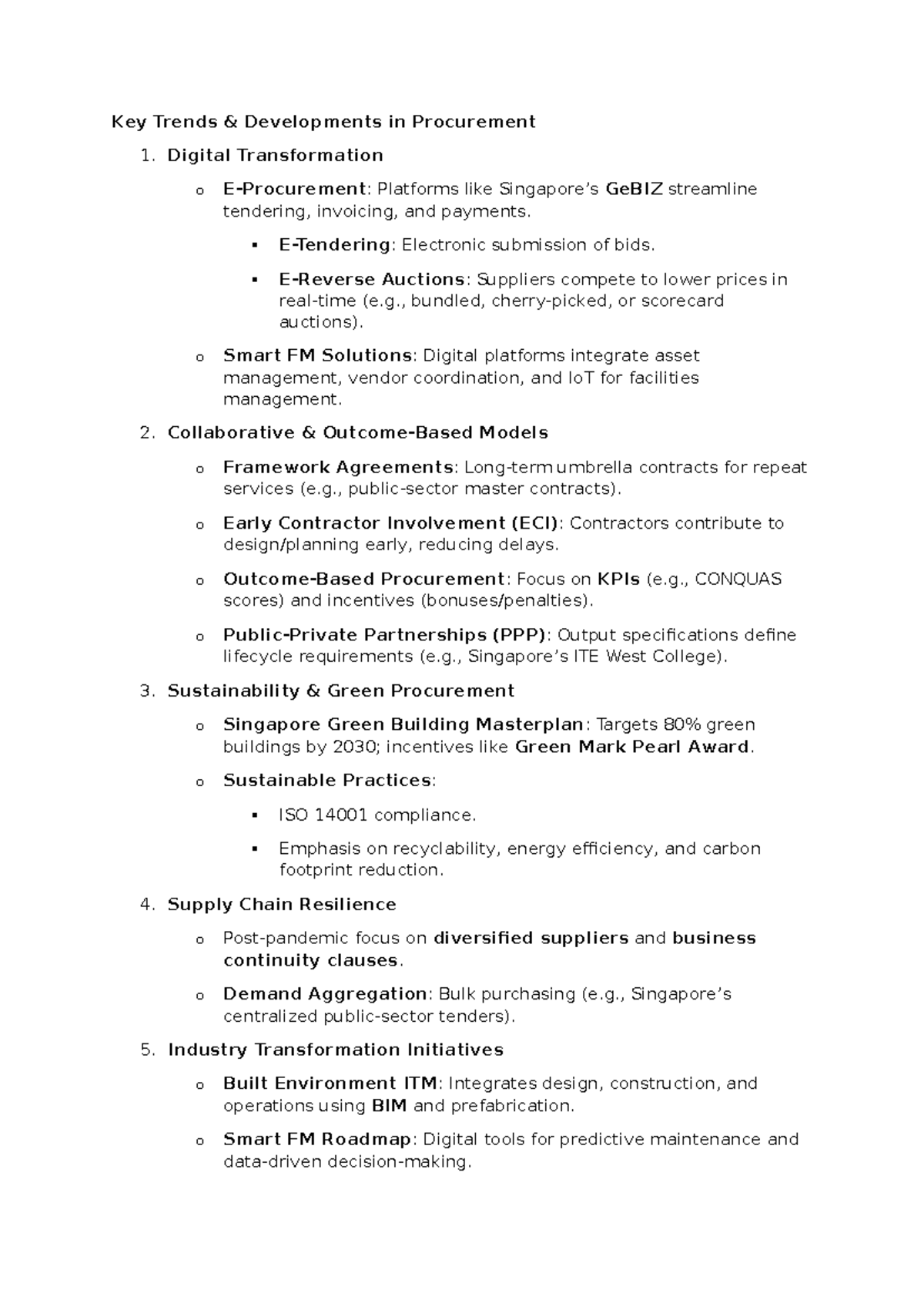 Bpm 213 su 6 notes - Key Trends & Developments in Procurement 1 ...