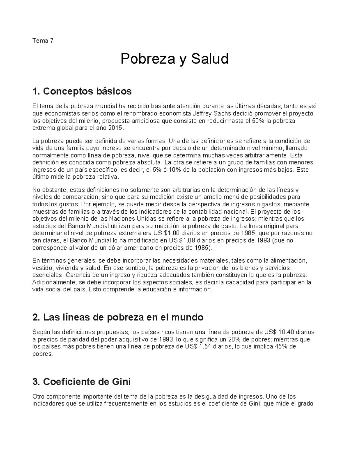 Tema 7: Pobreza y Salud - Conceptos y Estrategias de Reducción - Studocu