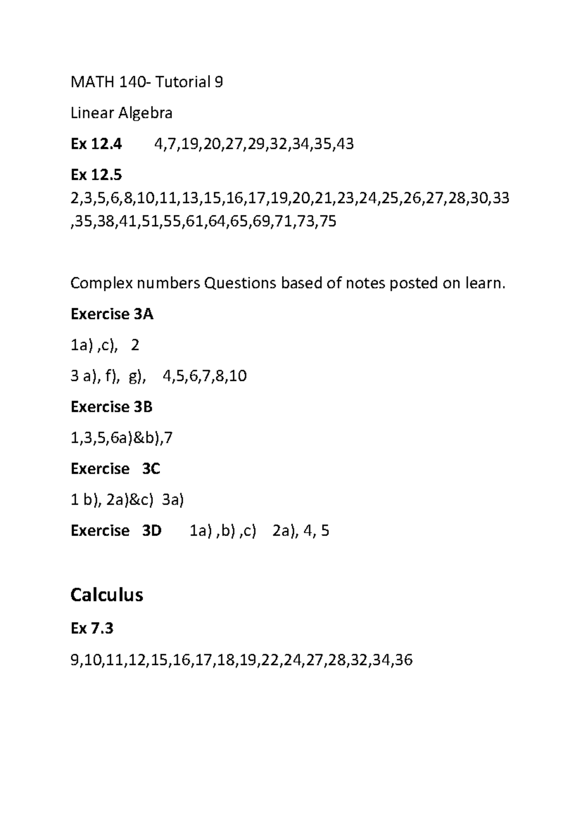 MATH 140-Tutorial 9-2025 - MATH140 - MATH 140- Tutorial 9 Linear ...
