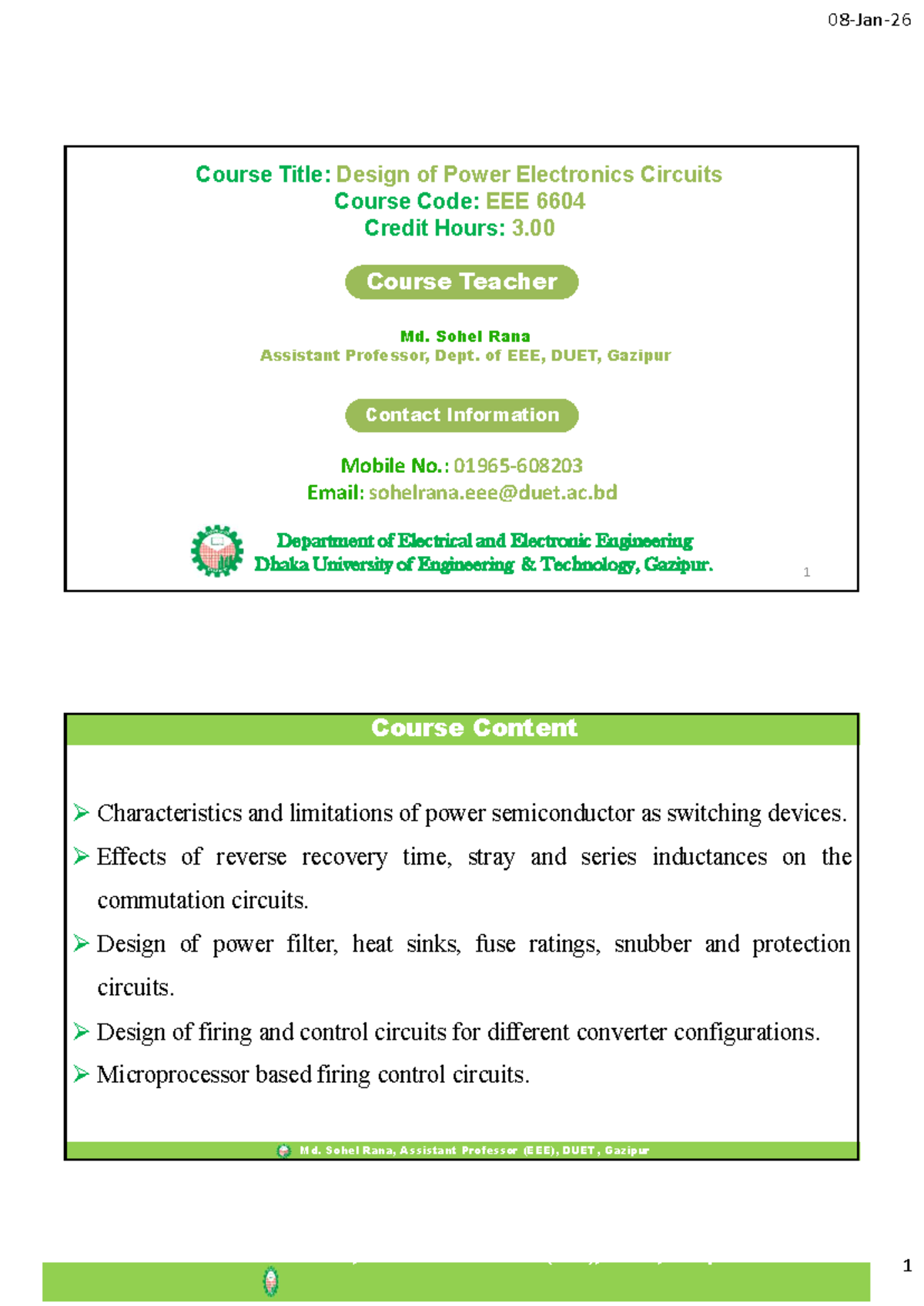 Lecture Sheet 01: Power Semiconductor Switching Devices (6604) - Studocu