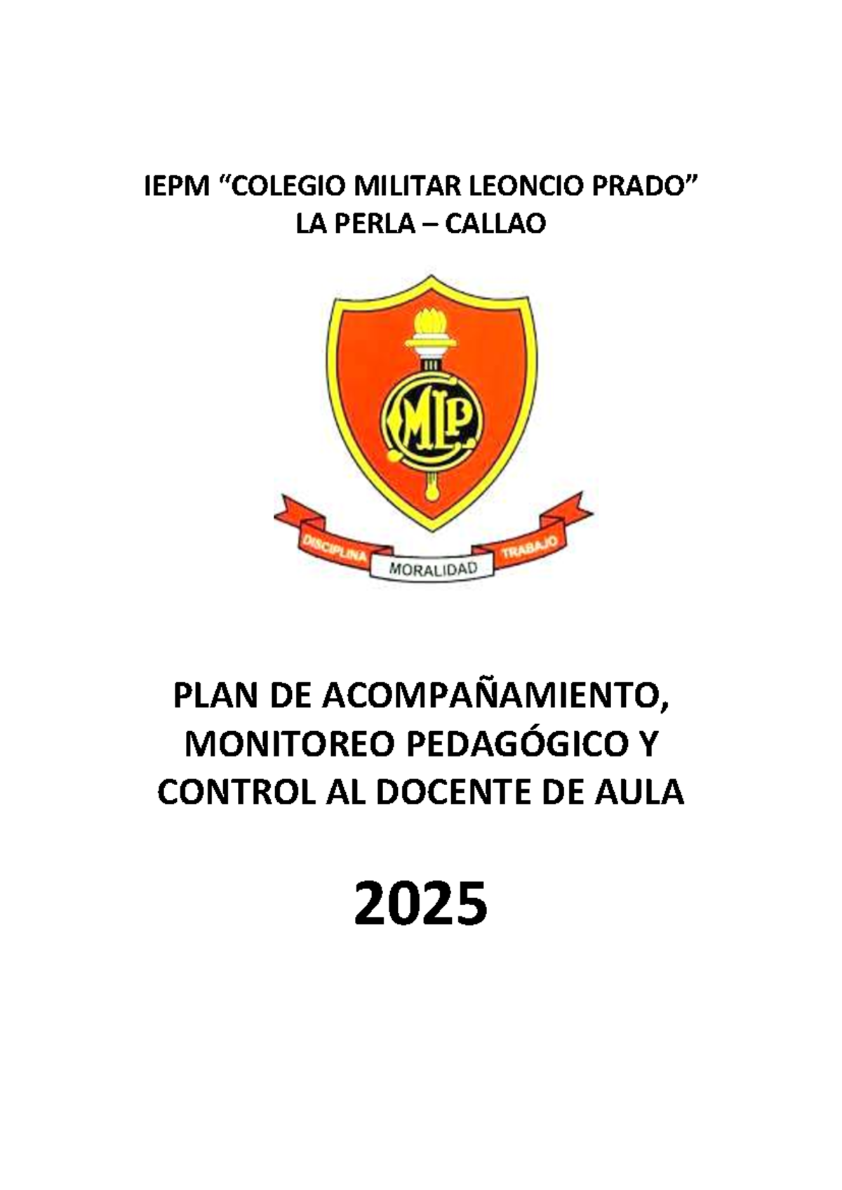 IEPM Militar Leoncio Prado: Plan de Acompañamiento y Monitoreo 2025 ...