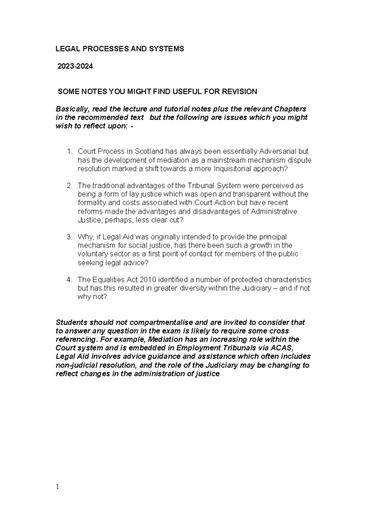 SOME Revision Notes - bvcgucgjbbvgcfhv - LEGAL PROCESSES AND SYSTEMS ...