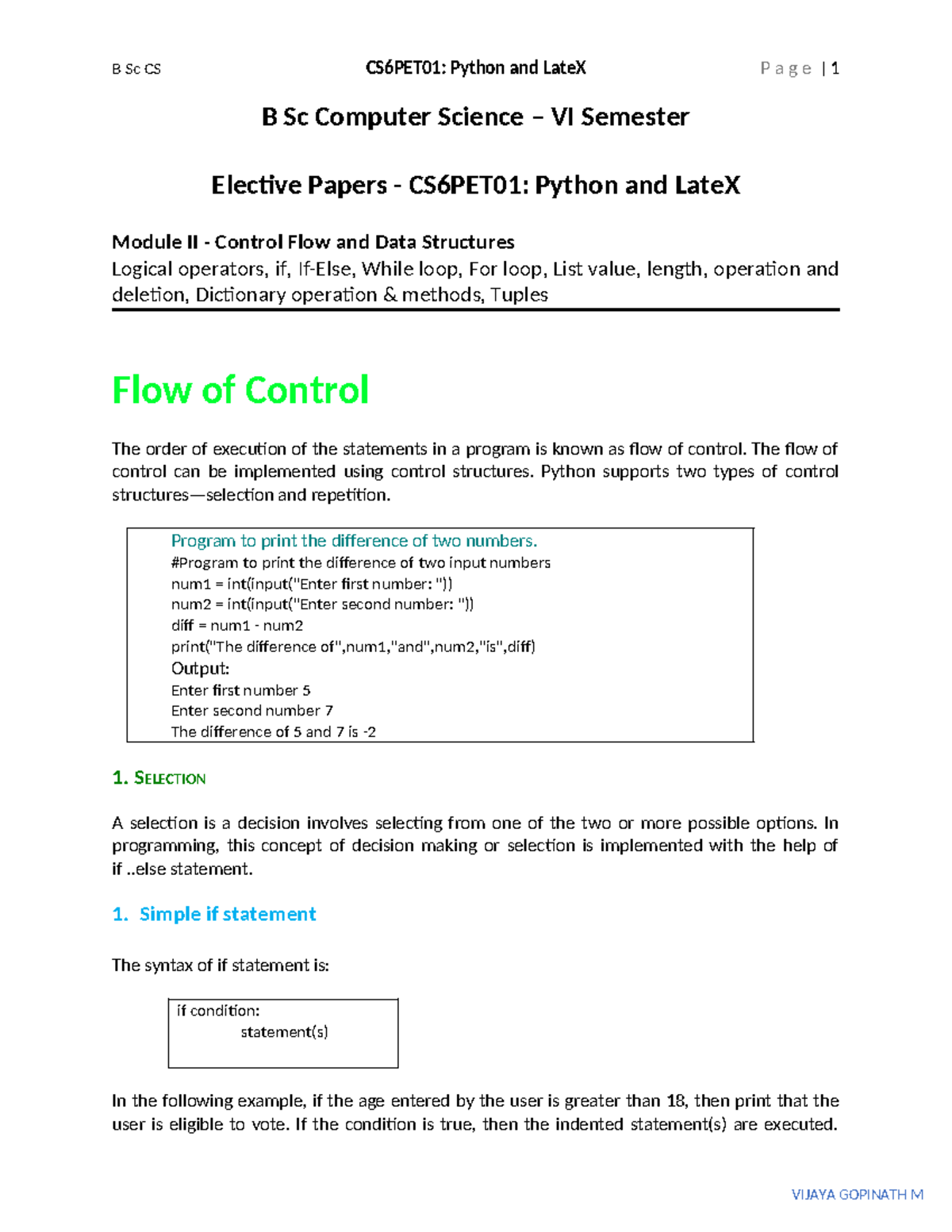 CS6PET01: Python Notes on Control Flow & Data Structures - Studocu