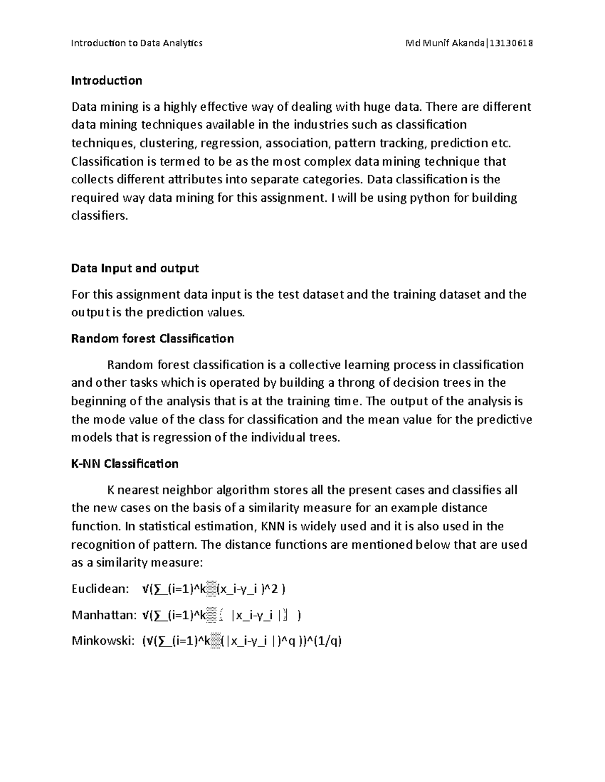 Data Analytics Assignment 3: Classification Techniques Overview - Studocu