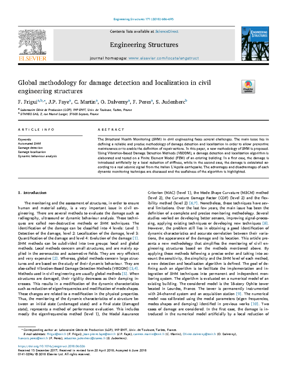 Global methodology for damage detection and localization in civil ...