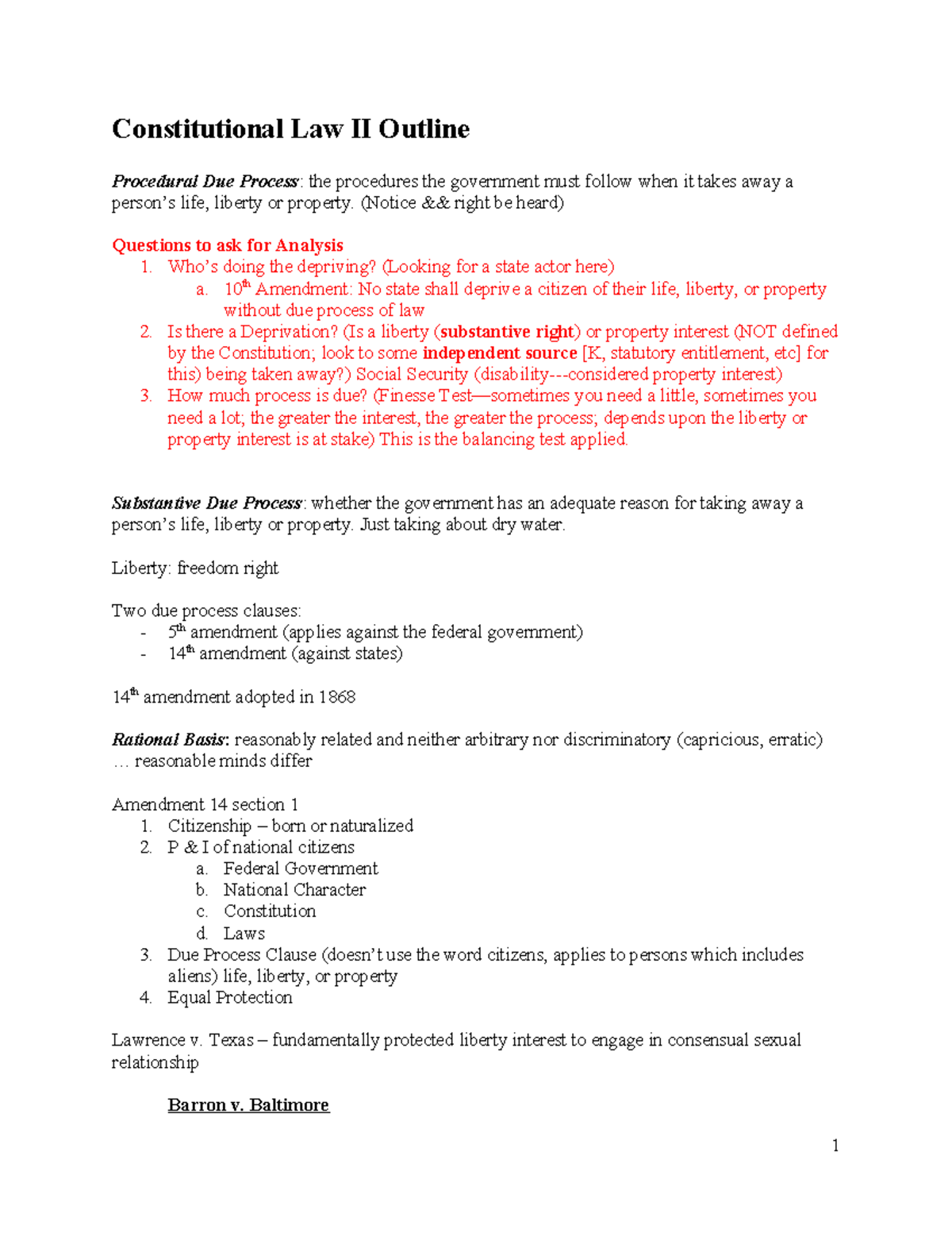 245655924 Constitutional Law II: Key Concepts & Case Law Outline - Studocu