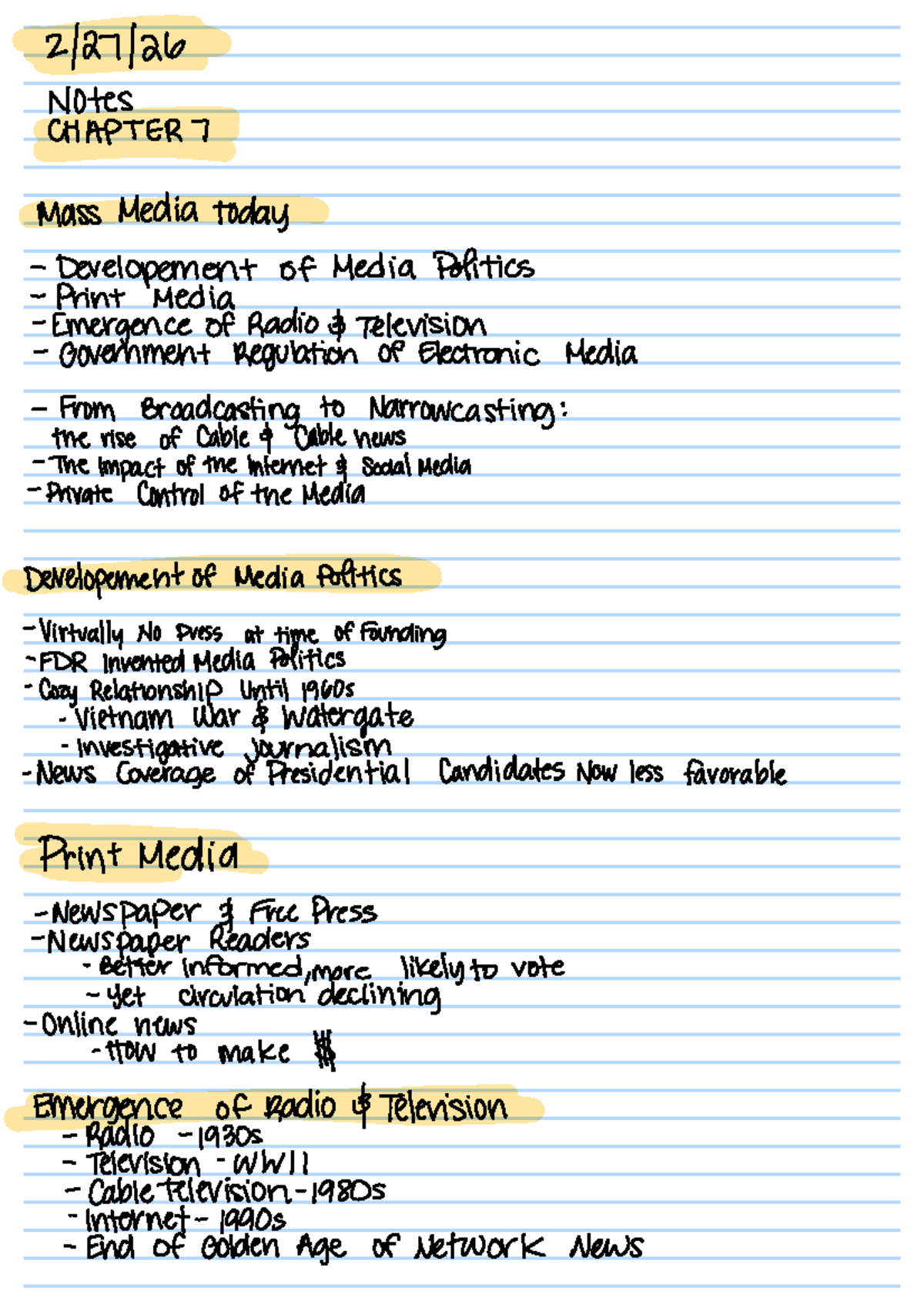 POLS 2 - Chapter Notes on Mass Media and Political Dynamics - Studocu
