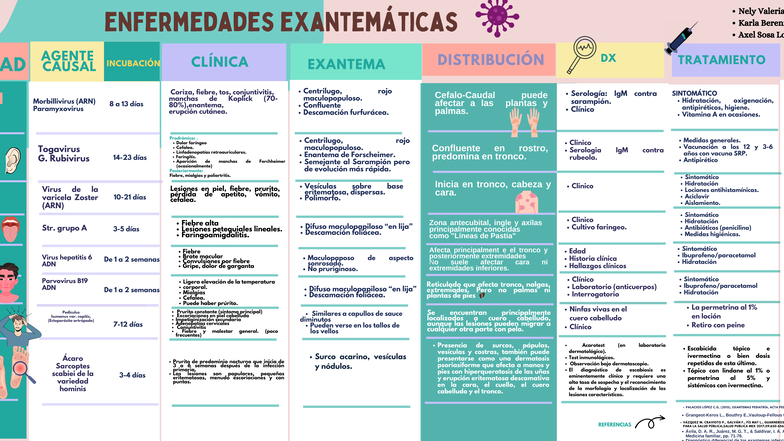 Cuadro de Enfermedades Exantemáticas: Sarampión, Rubéola, Varicela y