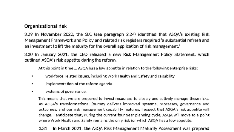 Organisational Risk Management Framework Update - ASQA Report No. 48 ...