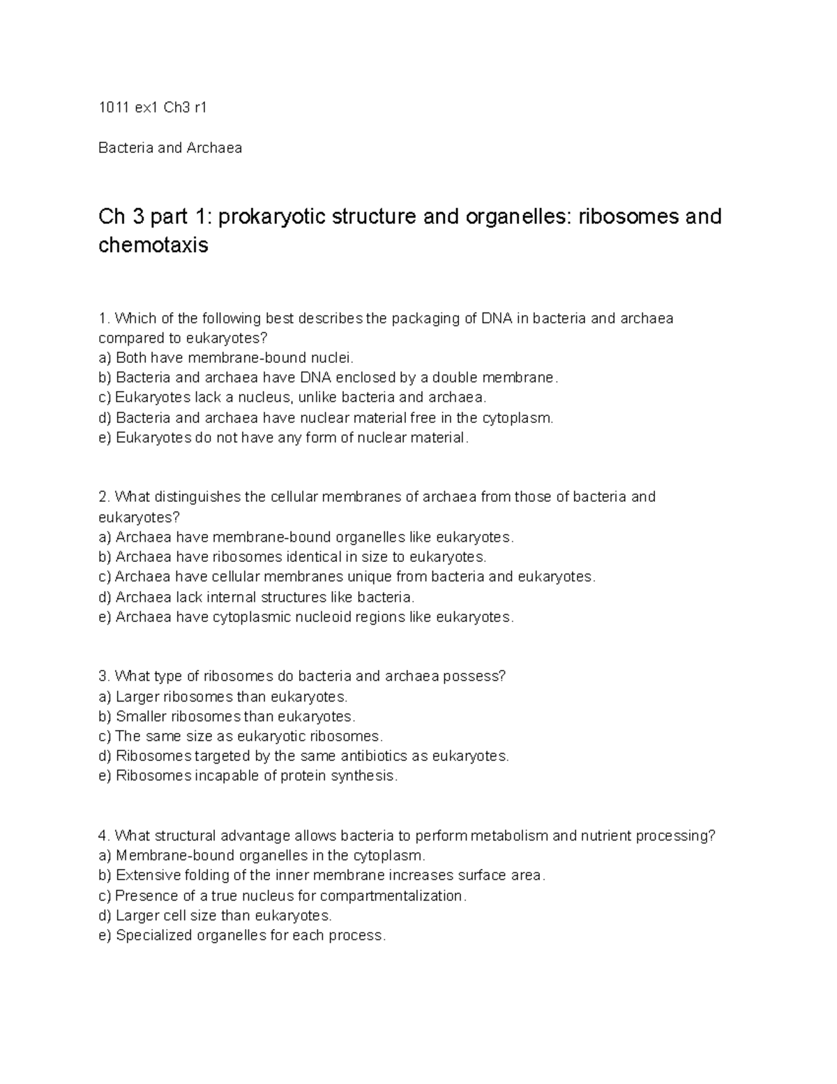 Ch 3 Prokaryotic Structure Notes - Biology 101 Final Exam Review - 1011 ...