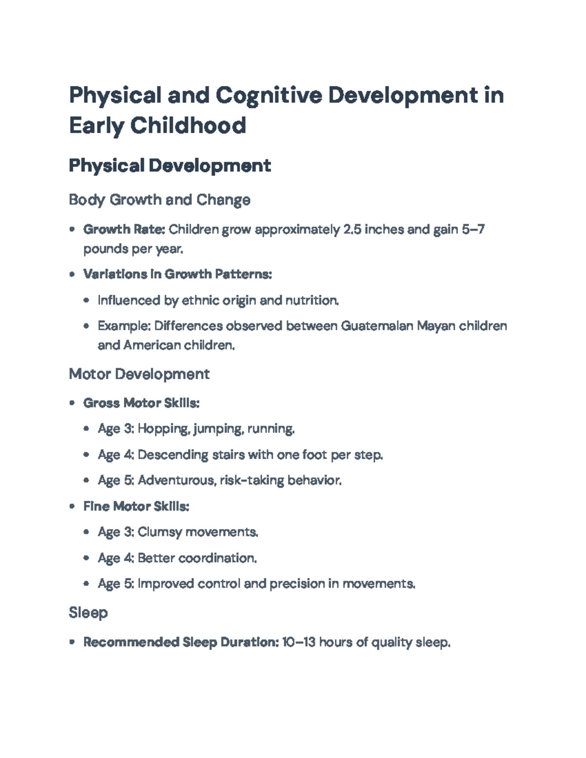 Physical and Cognitive Development in Early Childhood: A Comprehensive ...