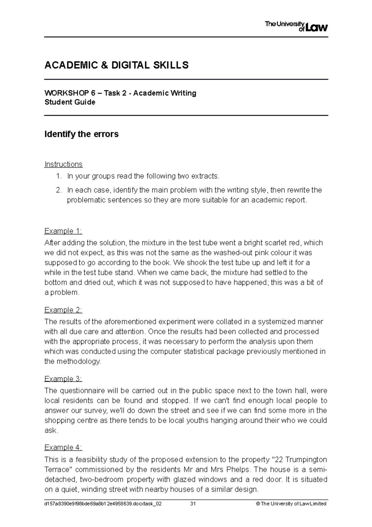 Identifying errors in academic writing and rewriting sentences - Studocu