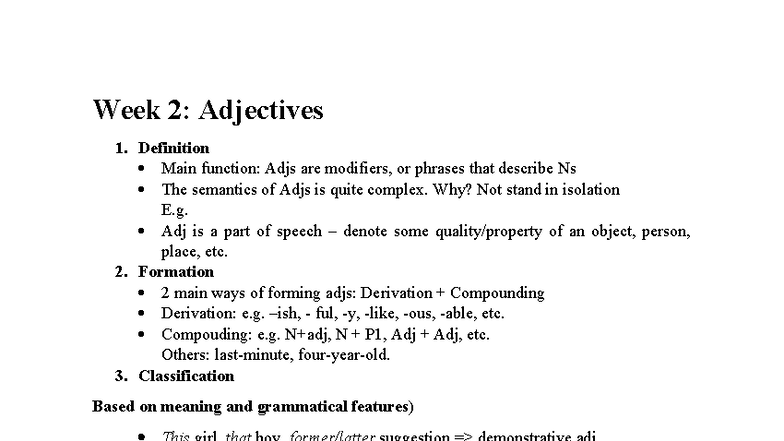 Week 2: Adjectives & Adverbs - Definitions and Functions (ENG 101 ...