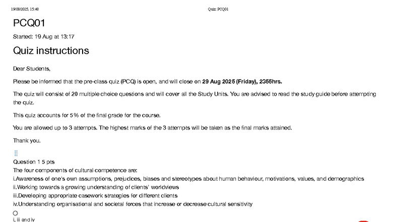 Quiz PCQ01: Comprehensive Overview and Instructions - Studocu