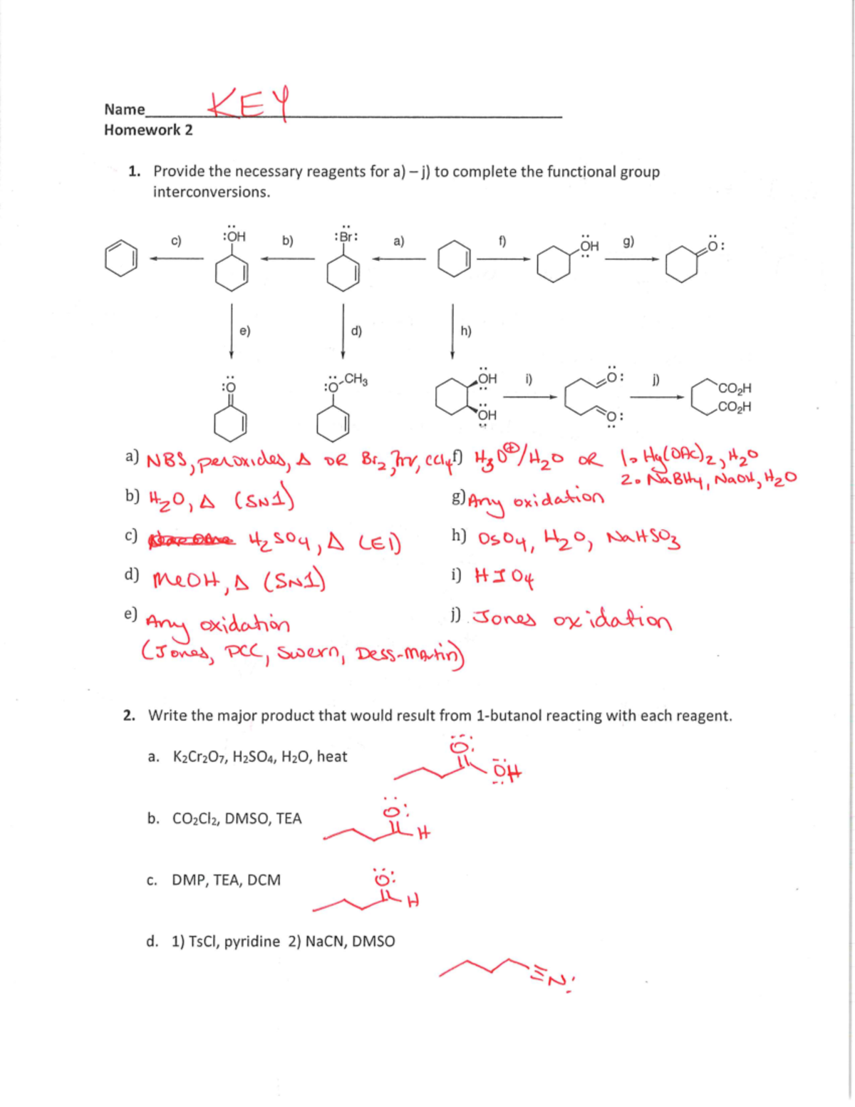 Chem 101: Homework 2 Solutions and Reagents Explained - Studocu