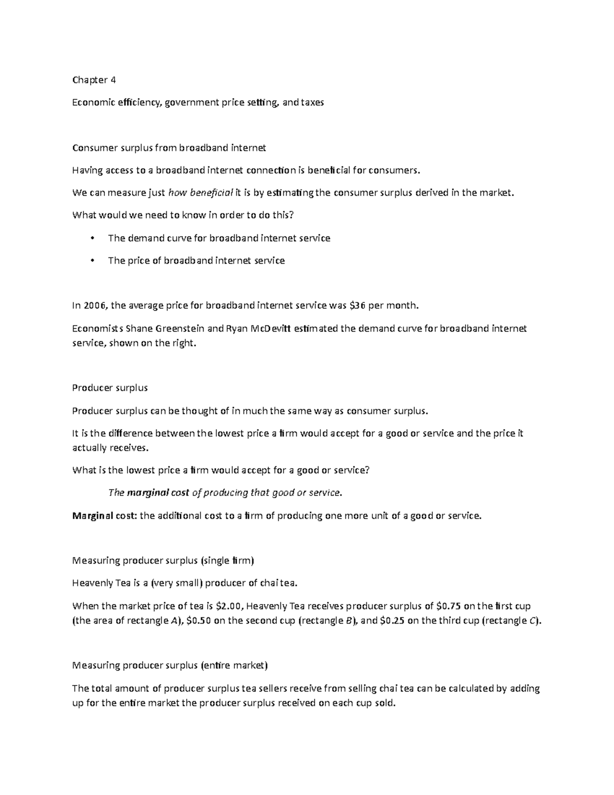 Chapter 4 Lecture Notes 2 - Chapter 4 Economic efficiency, government ...
