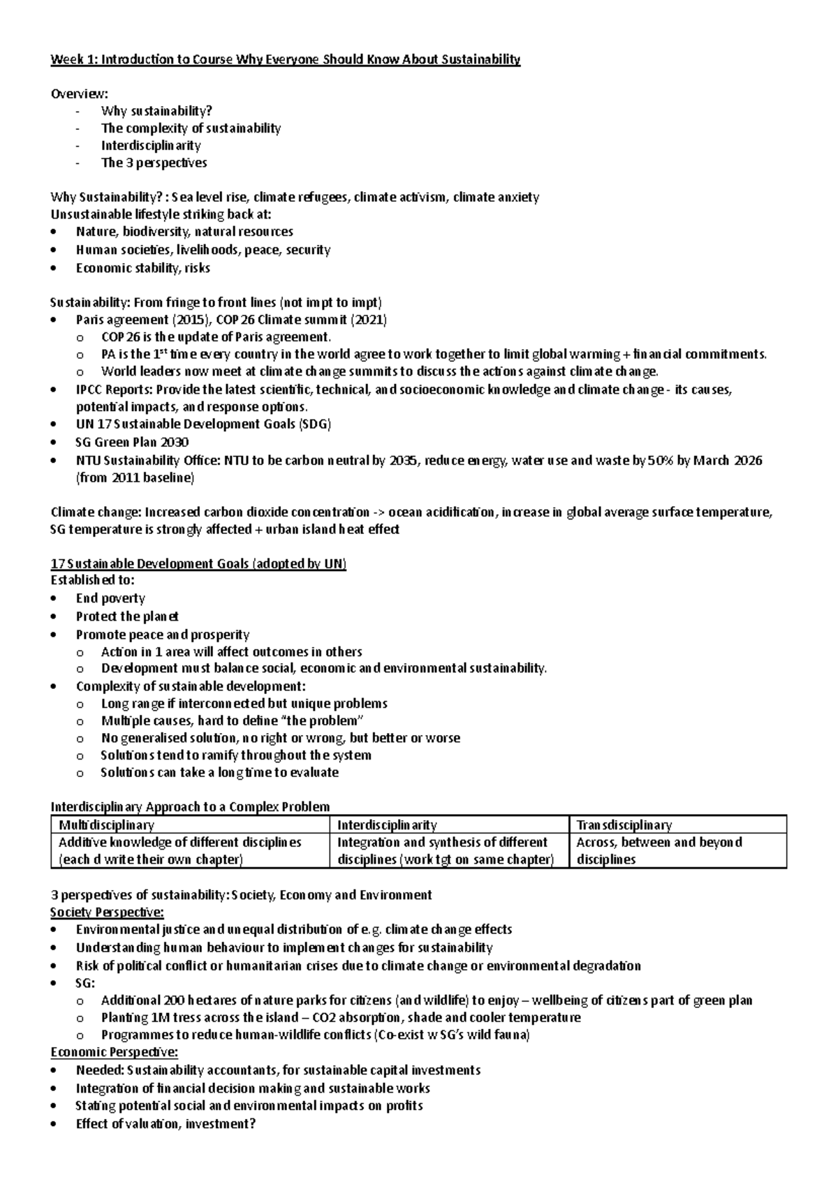 Cc6 Quiz Prep: Key Concepts in Sustainability and Climate Change - Studocu