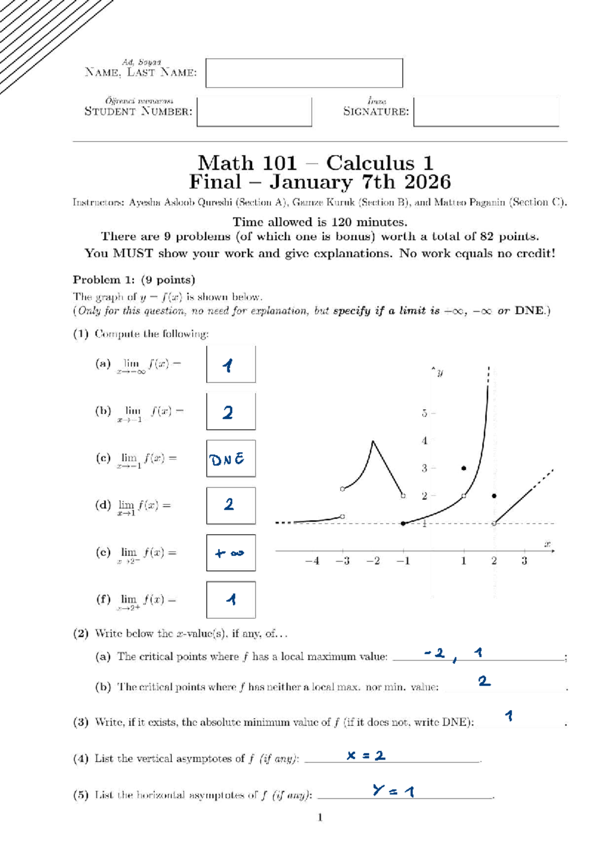 Math 101 Calculus 1 Final Exam Sample Questions - Studocu