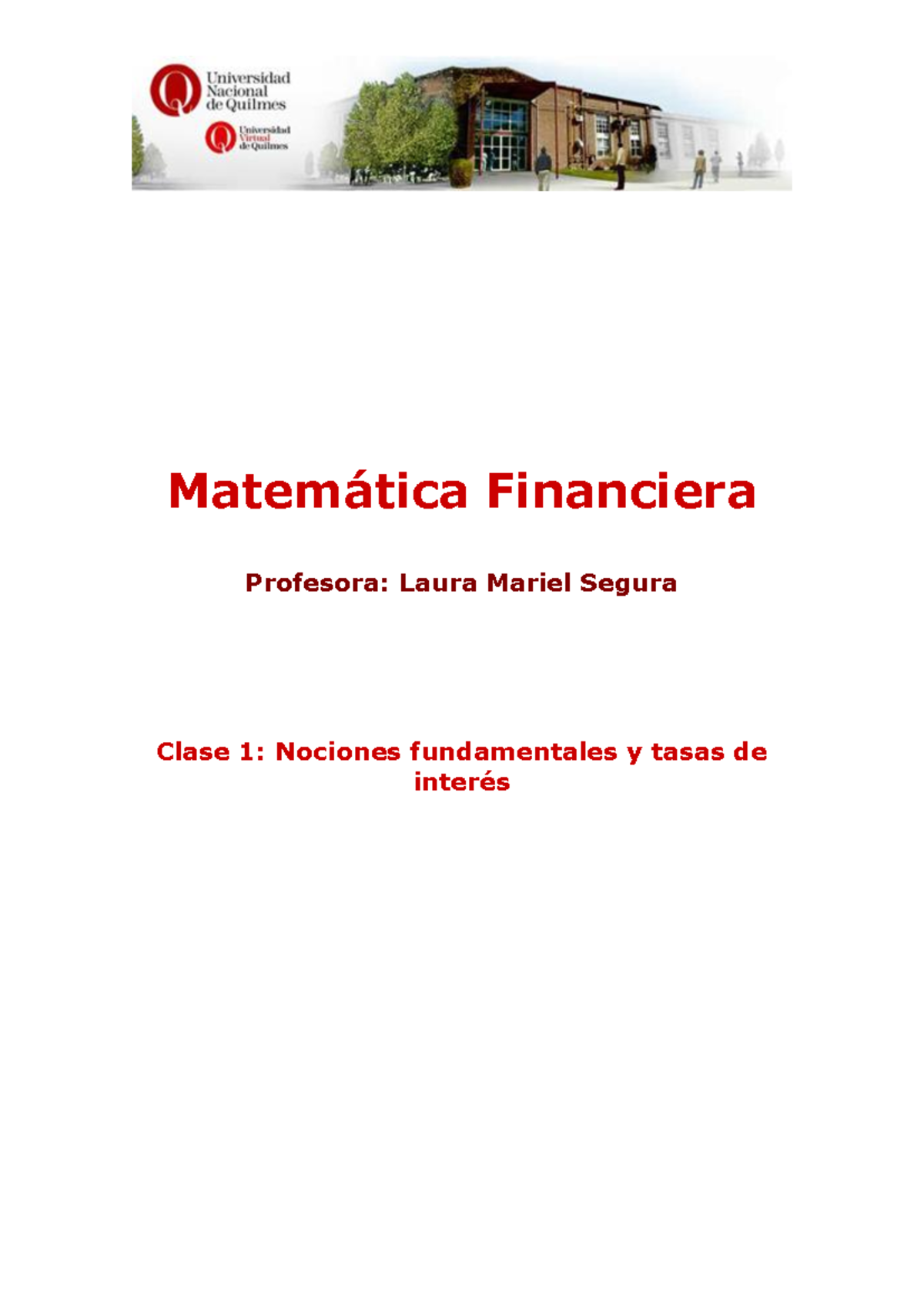 Clase 1 - Fundamentos de Matemática Financiera y Tasas de Interés - Studocu