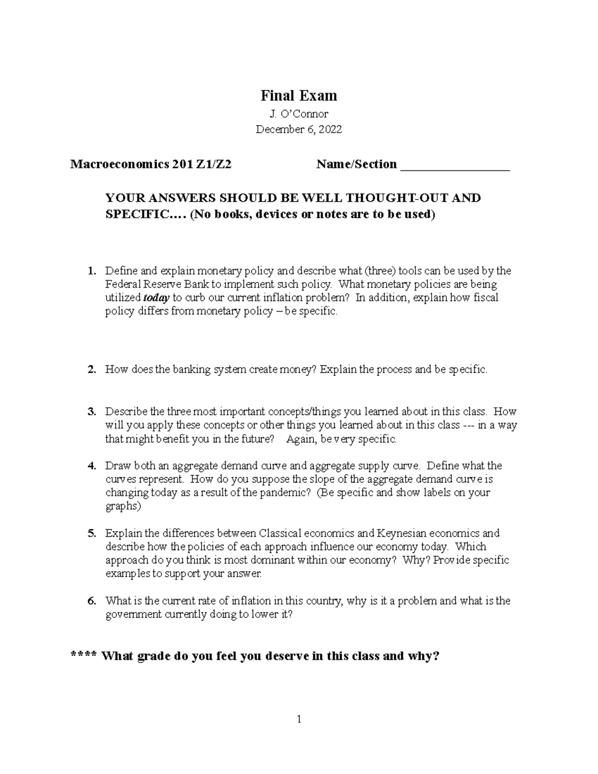 Macroeconomics 201 Final Exam Guide - December 6, 2022 - Studocu