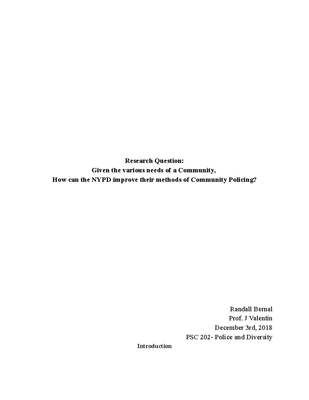 Improving NYPD Community Policing Methods - PSC 2018 Research Paper ...