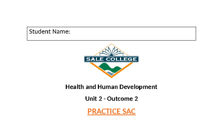 2025 Health & Human Development Unit 2 AOS2 Practice SAC Guide - Studocu