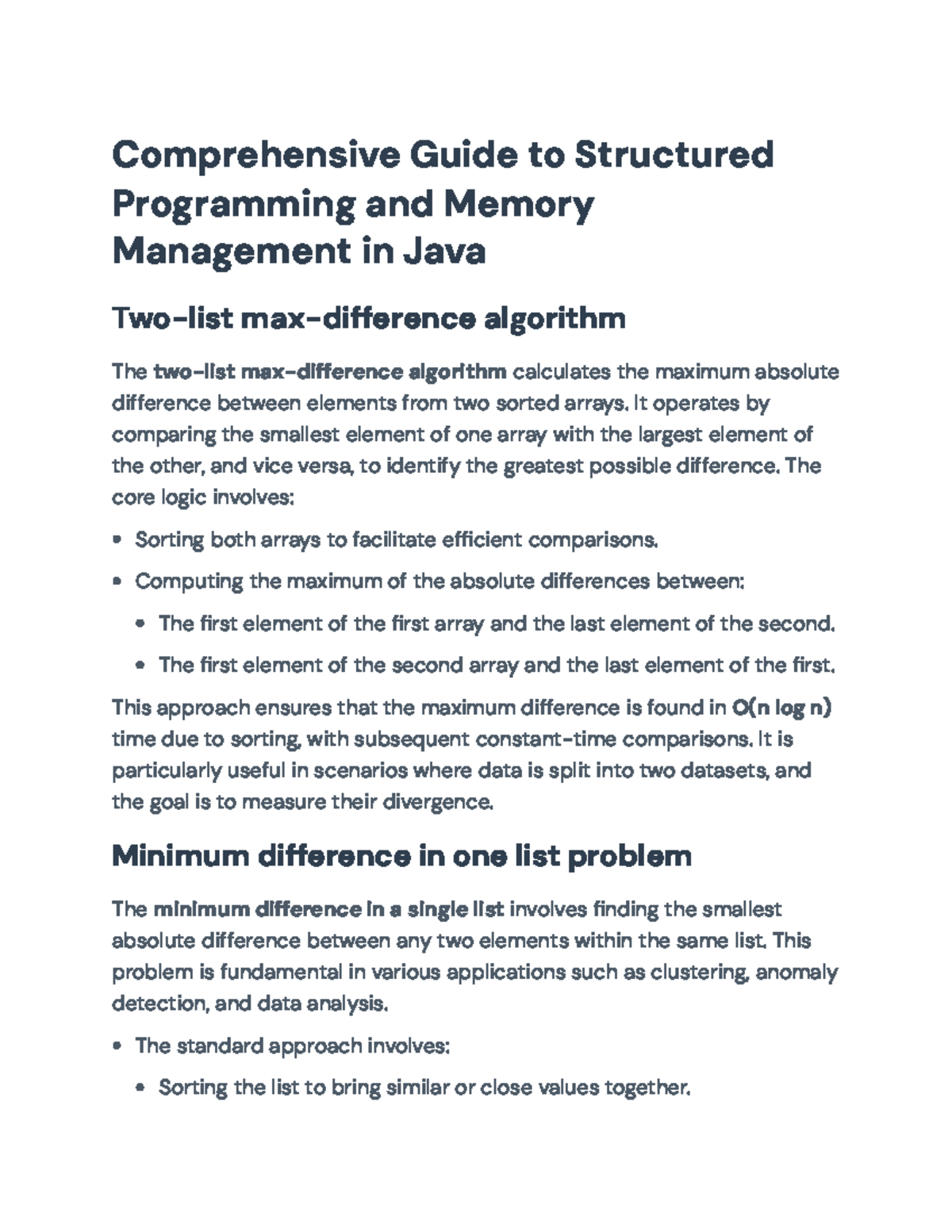 Comprehensive Guide to Java Programming: Memory Management & Algorithms ...