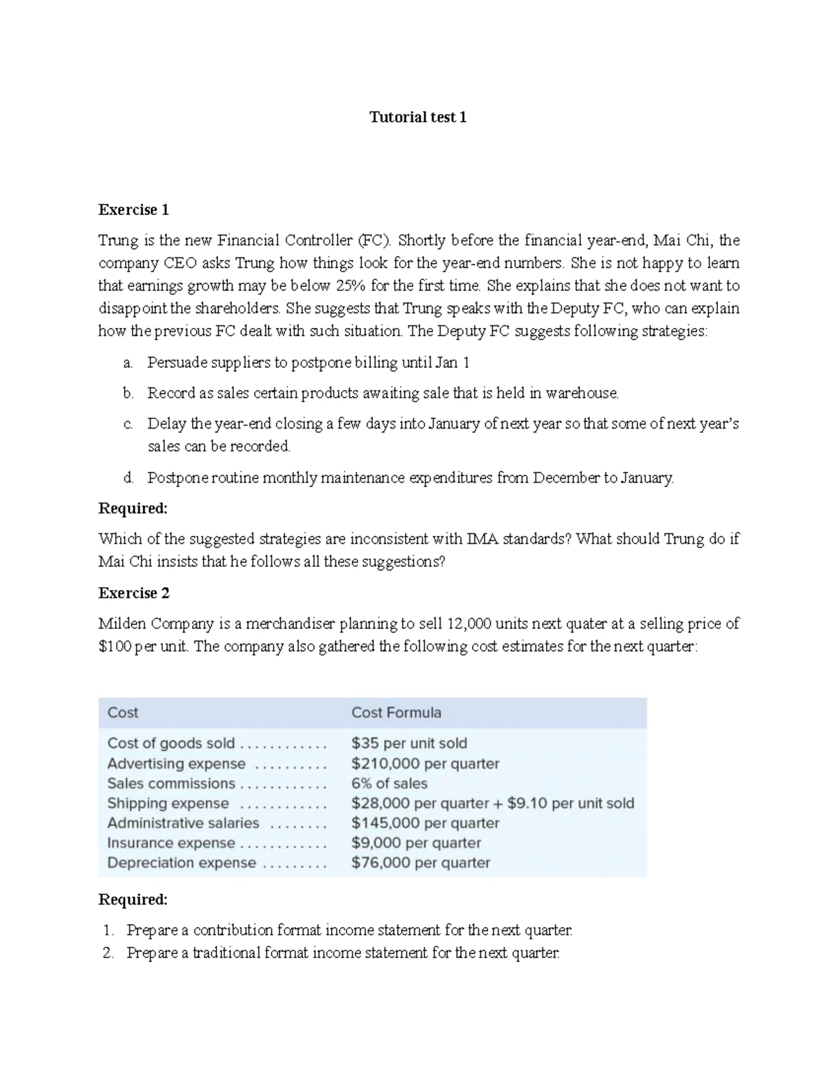 Group Assignment 01 ACC20 2 - Managerial Accounting T1 2025 - Studocu