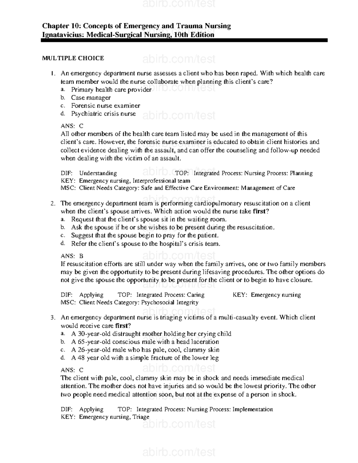 Chapter 10: Emergency & Trauma Nursing Concepts - Med-Surg Notes - Studocu