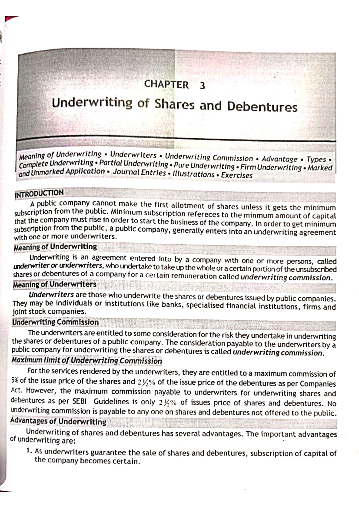 Chapter 3: Underwriting of Shares & Debentures Notes (ACCT 101) - Studocu