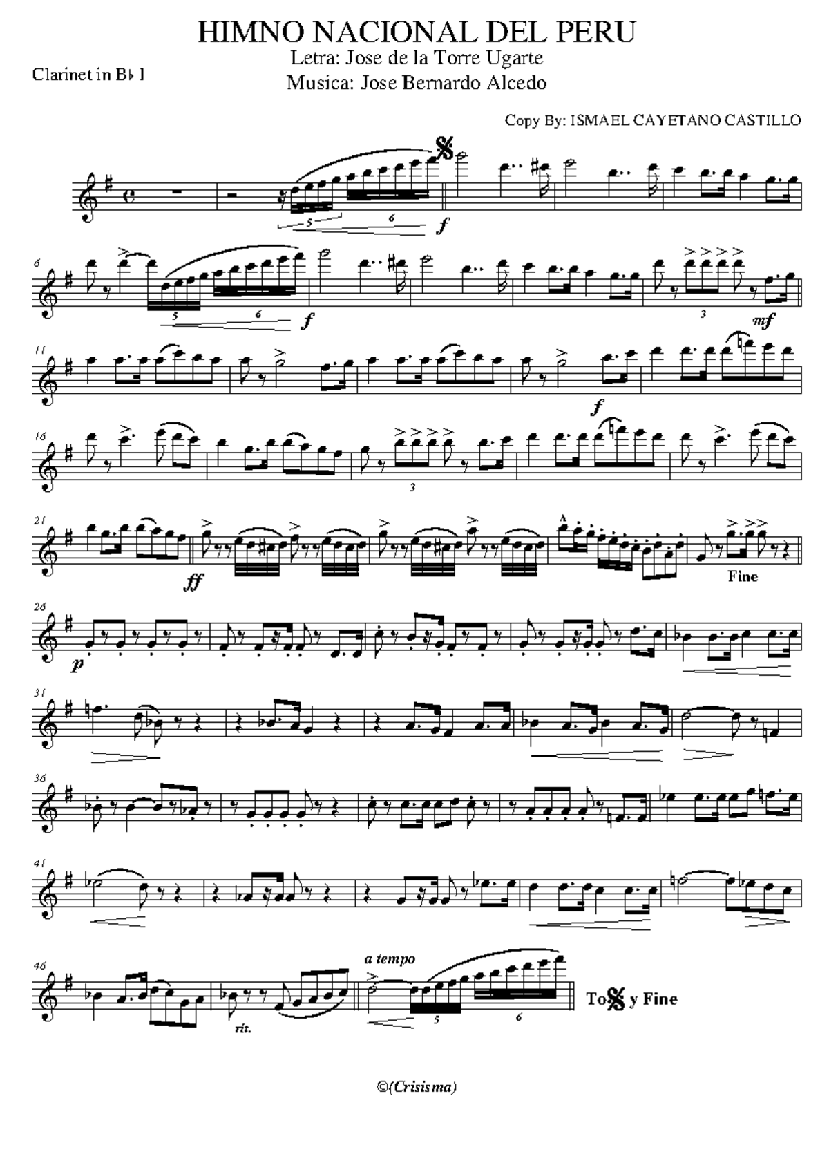 HIMNO NACIONAL DEL PERU - Partituras para Viento y Percusión - Document Preview