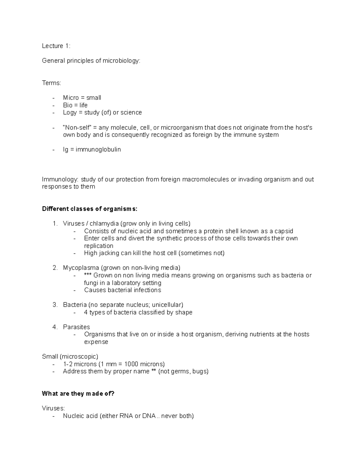 Microbio Notes: Midterm 1 Review on General Principles and Immunity ...