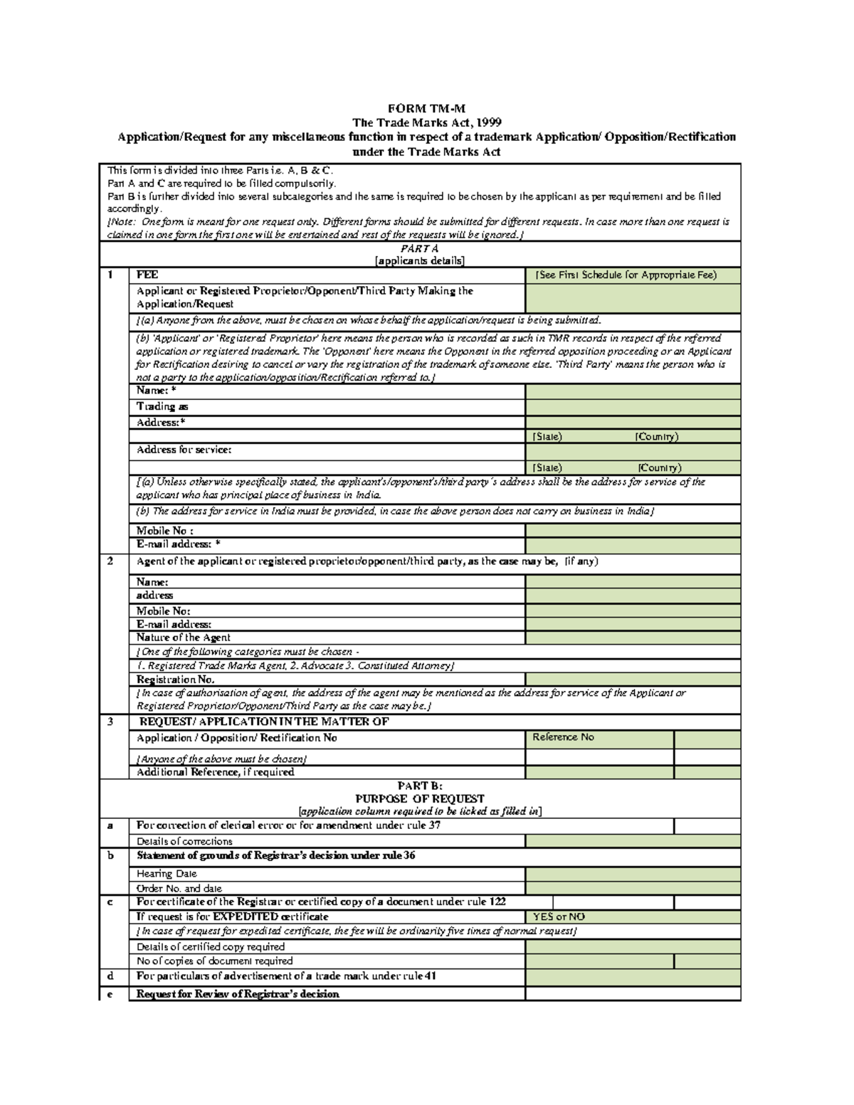 FORM-TM-M - Request for Miscellaneous Trademark Functions - Studocu