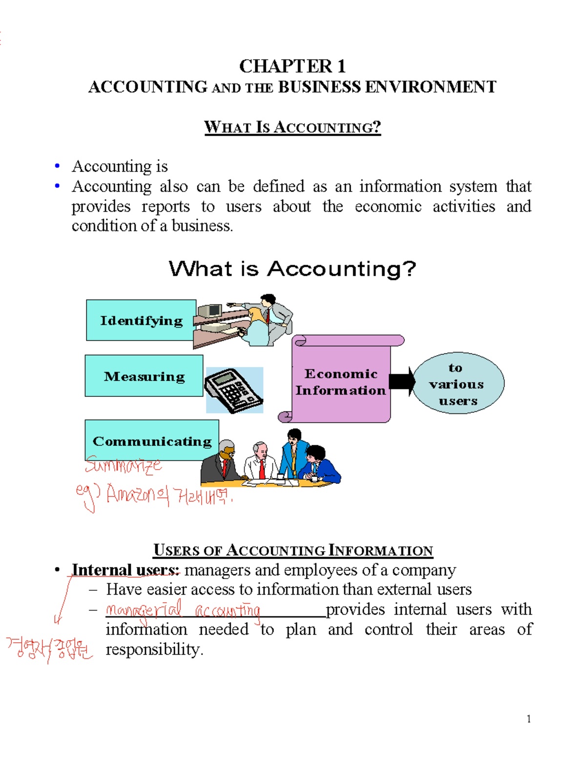 Chapter 1 - Accounting and the Business Environment Lecture Notes - Studocu