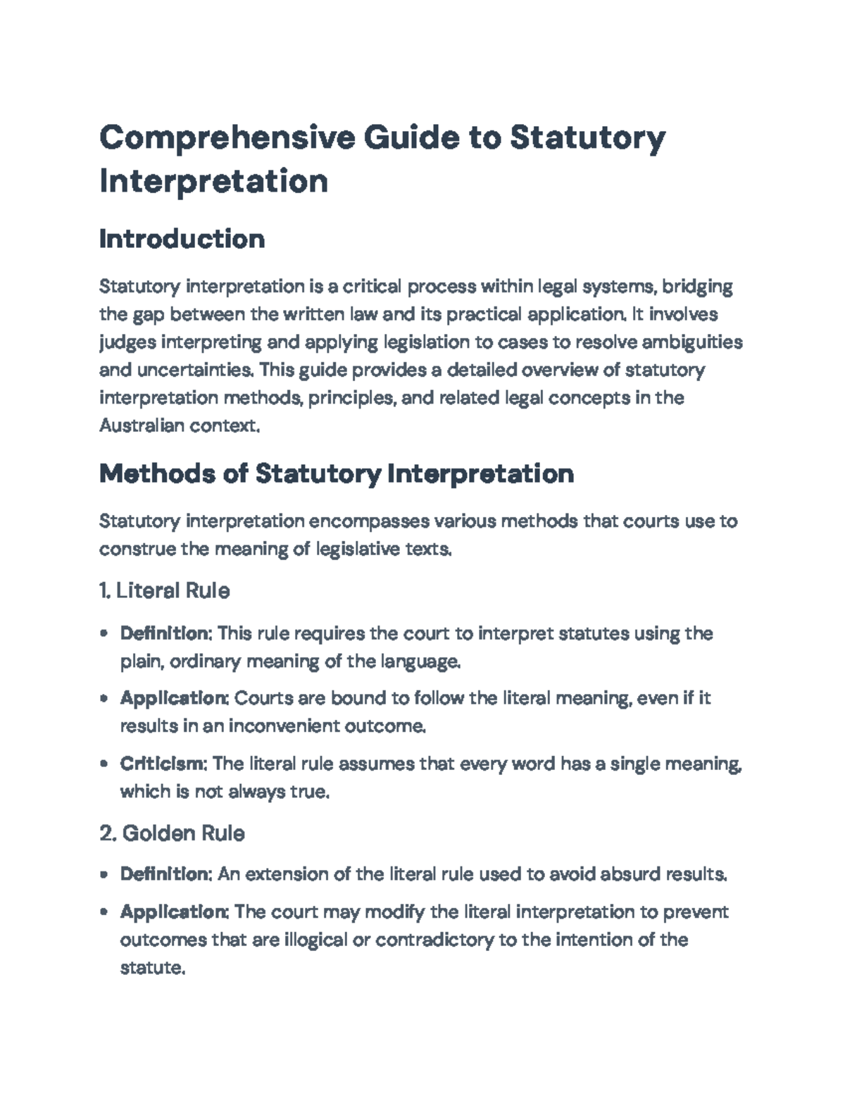 Statutory Interpretation Guide (LAW101): Principles and Methods ...