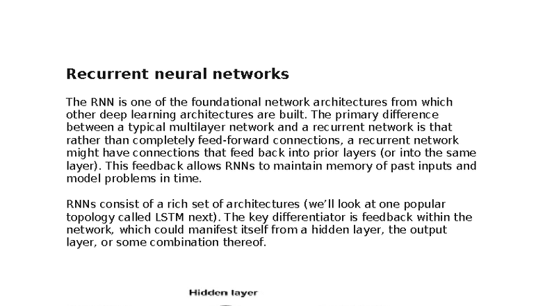 DL UNIT-4: Comprehensive Notes on Recurrent Neural Networks - Studocu