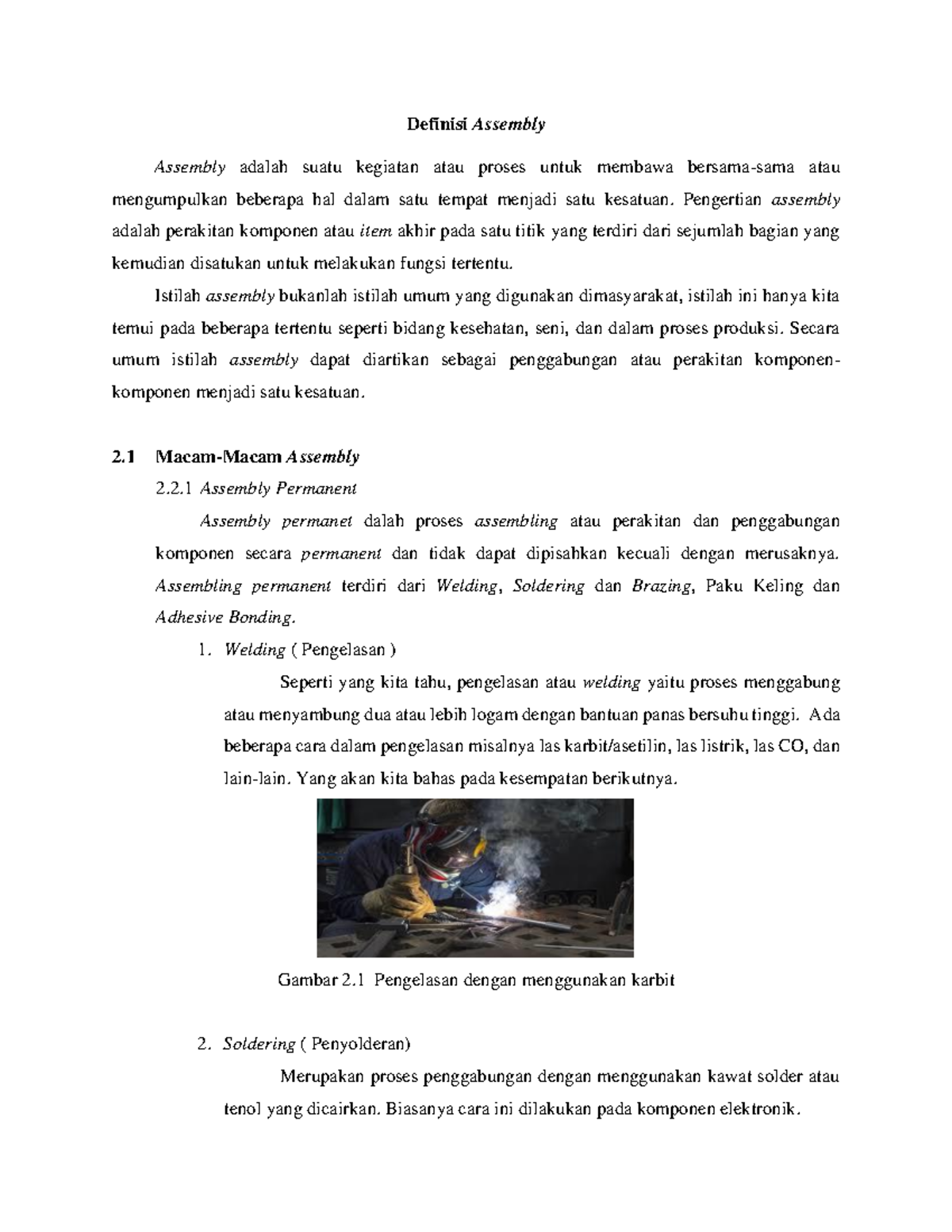 Definisi dan Jenis-Jenis Assembly dalam Proses Perakitan - Studocu