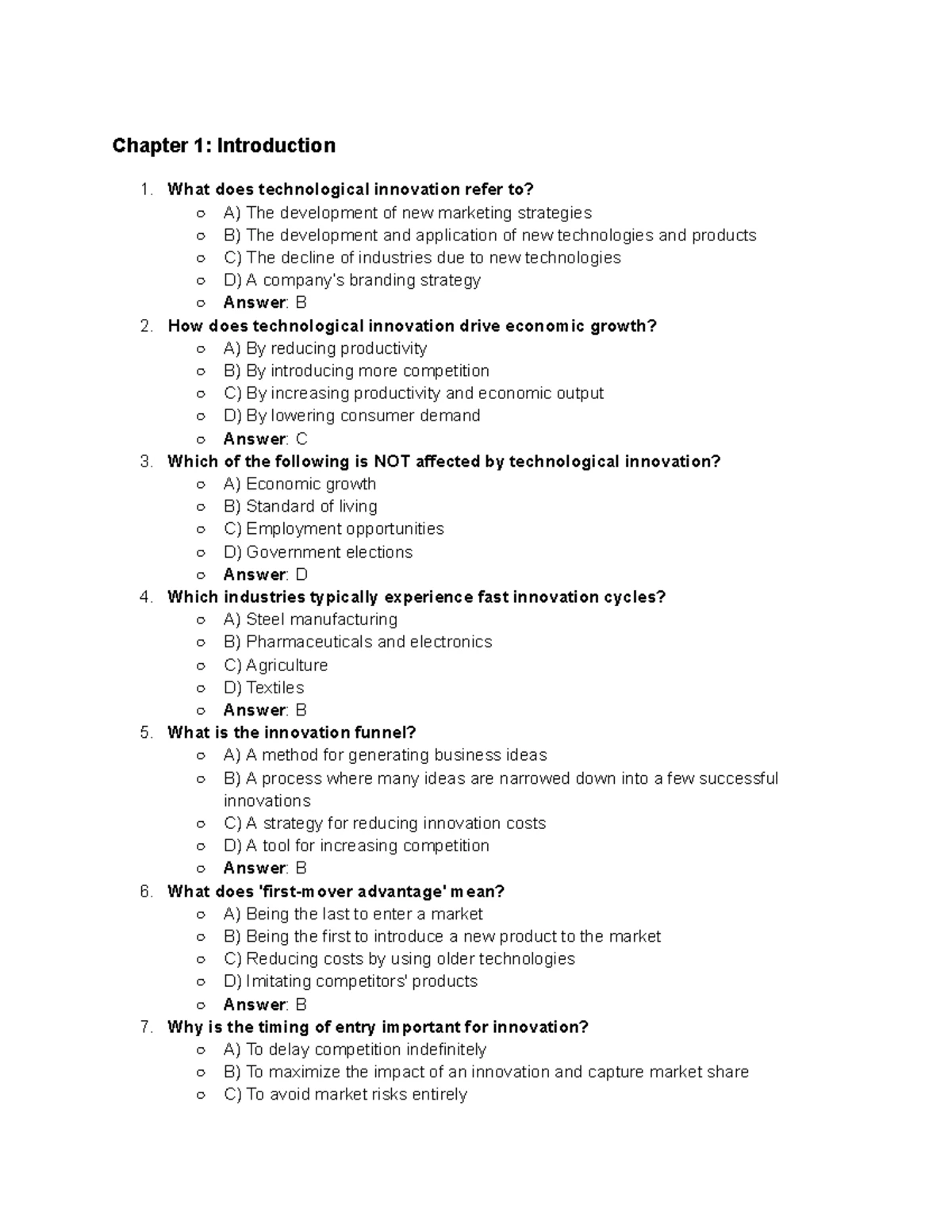 COMM 219 - Chapter 1 - Innovation Concepts and Importance Notes - Studocu