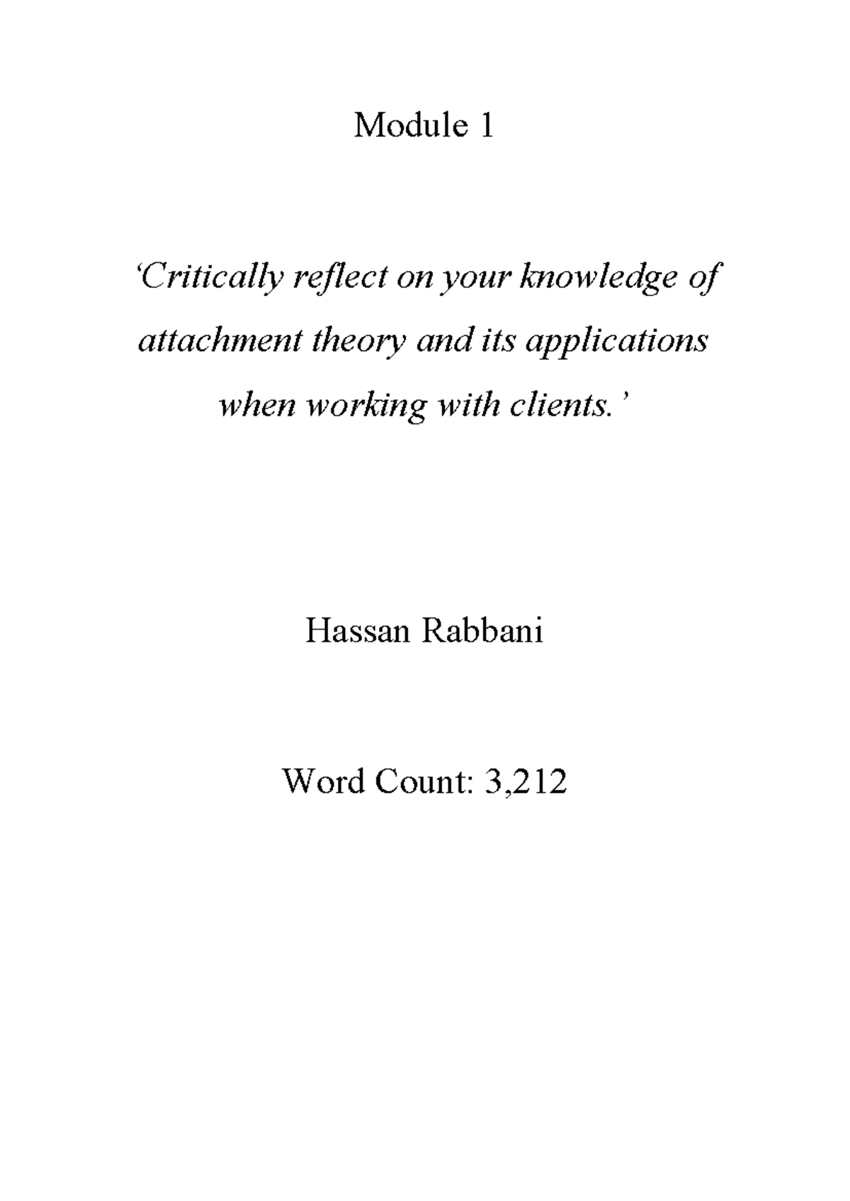 Essay (M2) Hassan Rabbani - Module 1 ‘Critically reflect on your ...