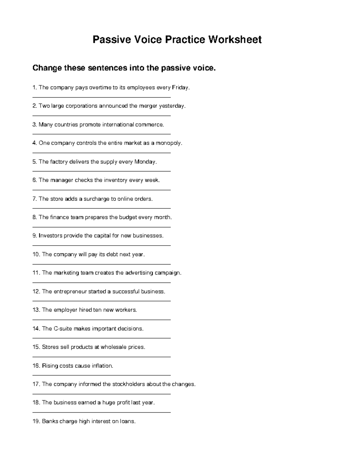 Passive Voice Business Vocabulary Practice Worksheet - Studocu