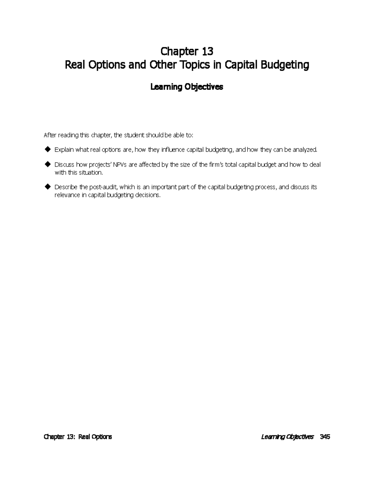 Chapter 13: Real Options in Capital Budgeting - Learning Objectives ...