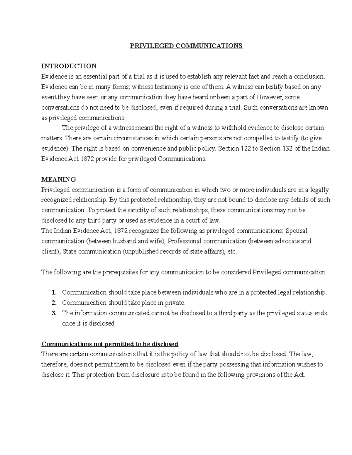 Understanding Privileged Communications in Indian Law: An Overview ...
