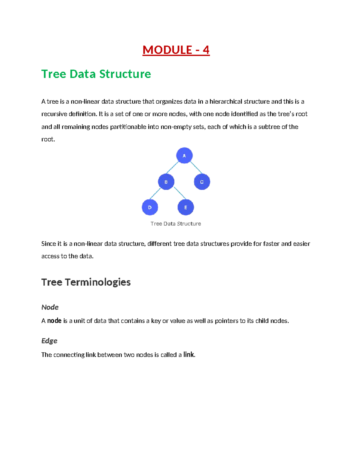 MODULE 4: Tree Data Structure and Traversal Algorithms - Studeersnel