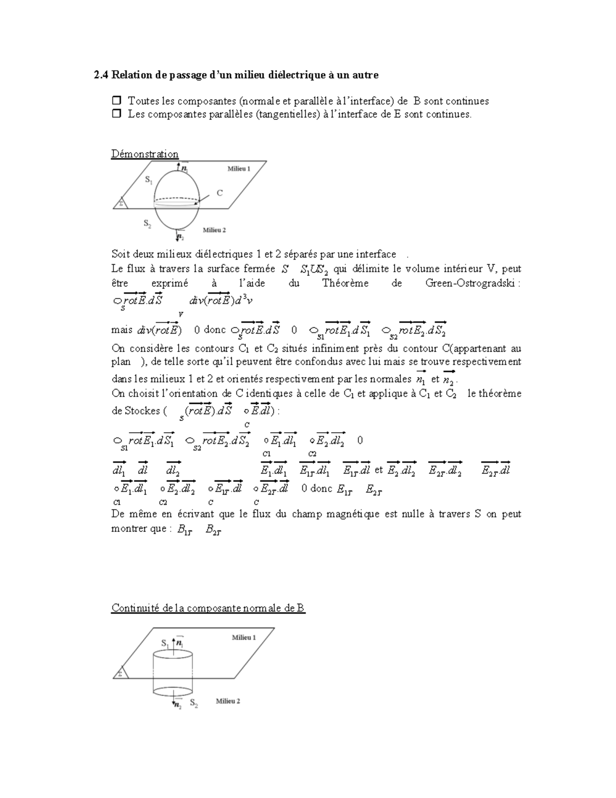 2.4 Relations de Passage entre Milieux Diélectriques et Conducteurs — free download