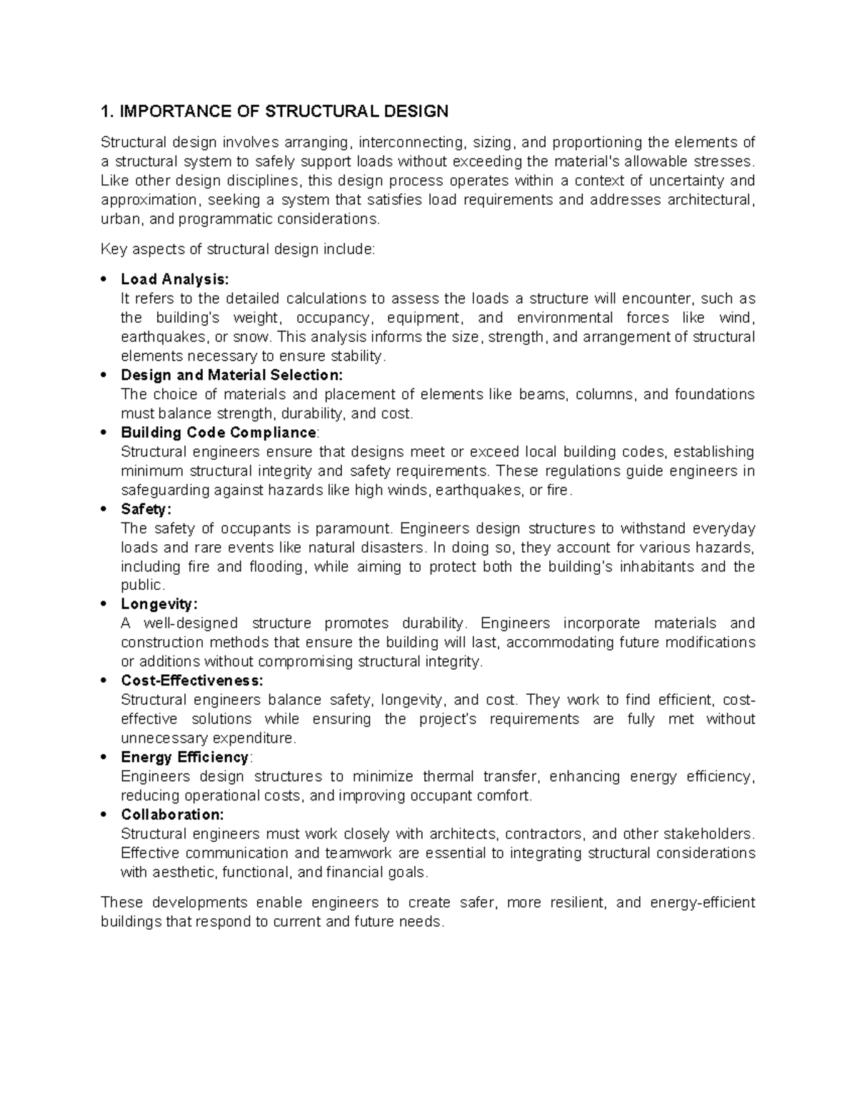 ENGR 101 - Importance of Structural Design in Engineering Practice ...