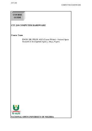 CIT 143 - Data - CIT 143: INTRODUCTION TO DATA ORGANISATION AND ...