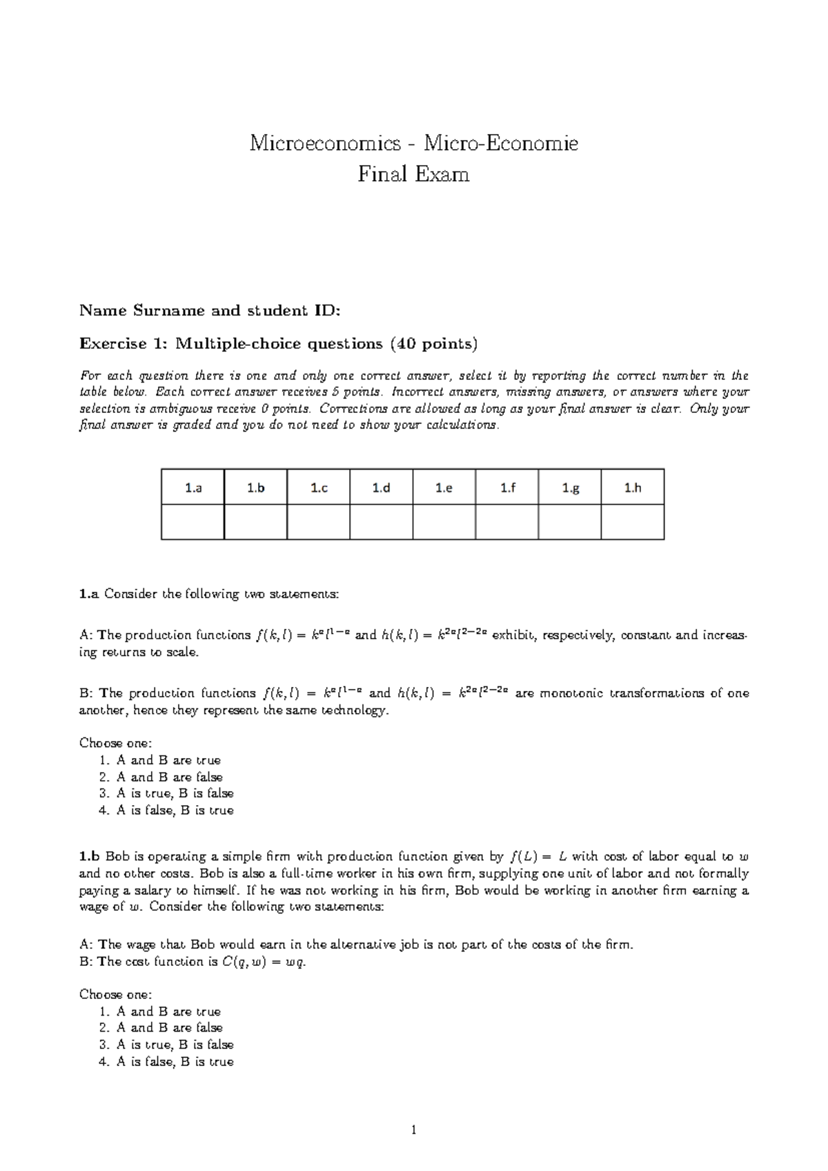 Microeconomics 2018 Final Exam Review Notes - Studeersnel